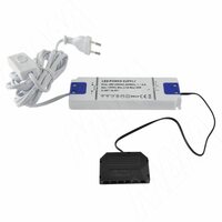 Блок питания с терминалом розеток 6 шт., тип "LED" и сетевым проводом, AC-230/DC-12V, IP31, 30W