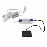 Блок питания тонкий с терминалом розеток 6 шт., тип "LED" и сетевым проводом, AC-230/DC-12V, IP31, 15W