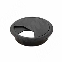 Заглушка кабель-канала, пластиковая, круглая, d=60 мм, черная