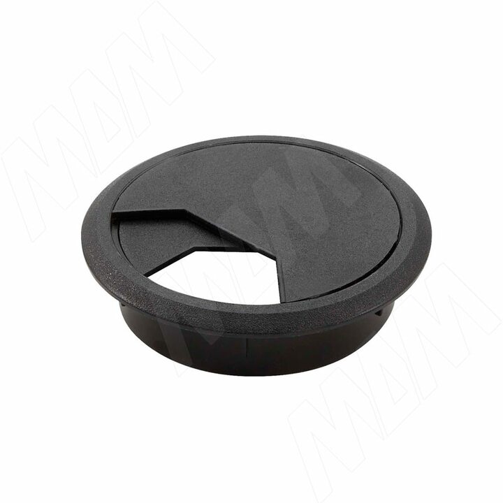 Заглушка кабель-канала, пластиковая, круглая, d=60 мм, черная