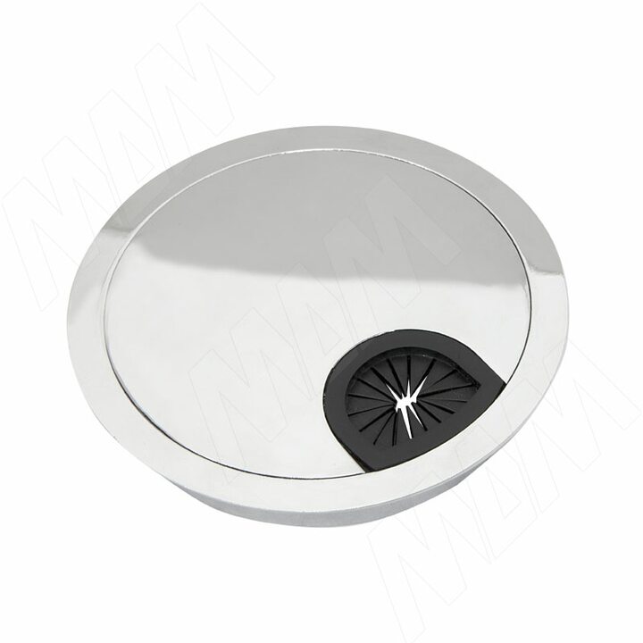 Заглушка кабель-канала, металлическая, круглая, d=80 мм, хром