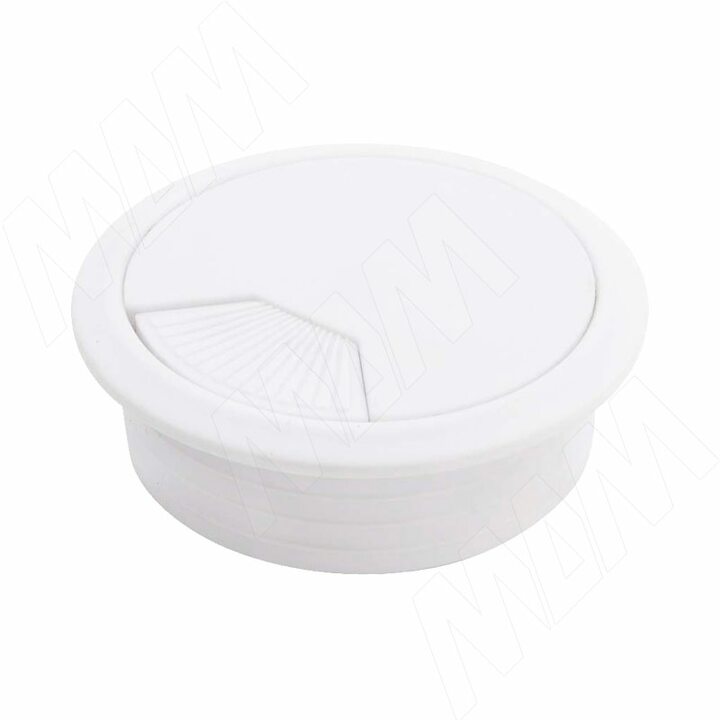 Заглушка кабель-канала, пластиковая, круглая, d=60 мм, белая