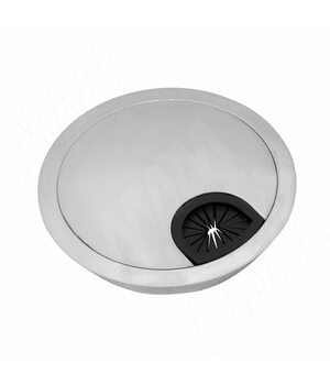 Заглушка кабель-канала, металлическая, круглая, d=80 мм, хром матовый