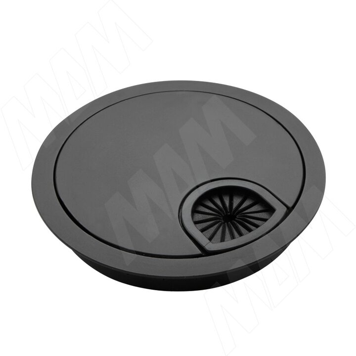 Заглушка кабель-канала, металлическая, круглая, d=80 мм, черный