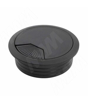 Заглушка кабель-канала, пластиковая, круглая, d=60 мм, черная