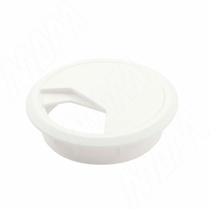 Заглушка кабель-канала, пластиковая, круглая, d=60 мм, белая