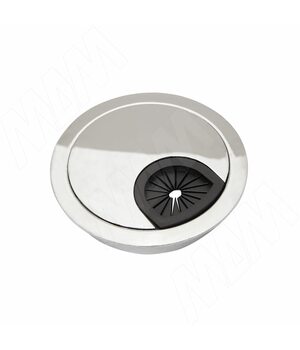 Заглушка кабель-канала, металлическая, круглая, d=60 мм, хром