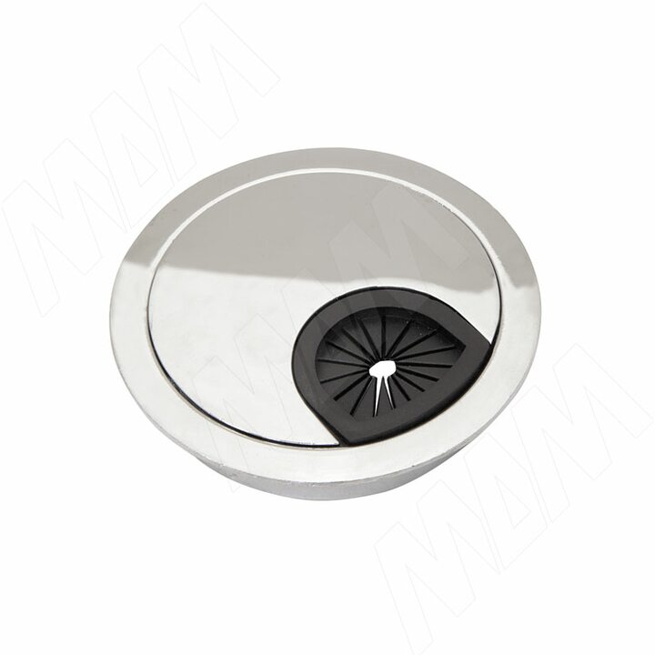 Заглушка кабель-канала, металлическая, круглая, d=60 мм, хром