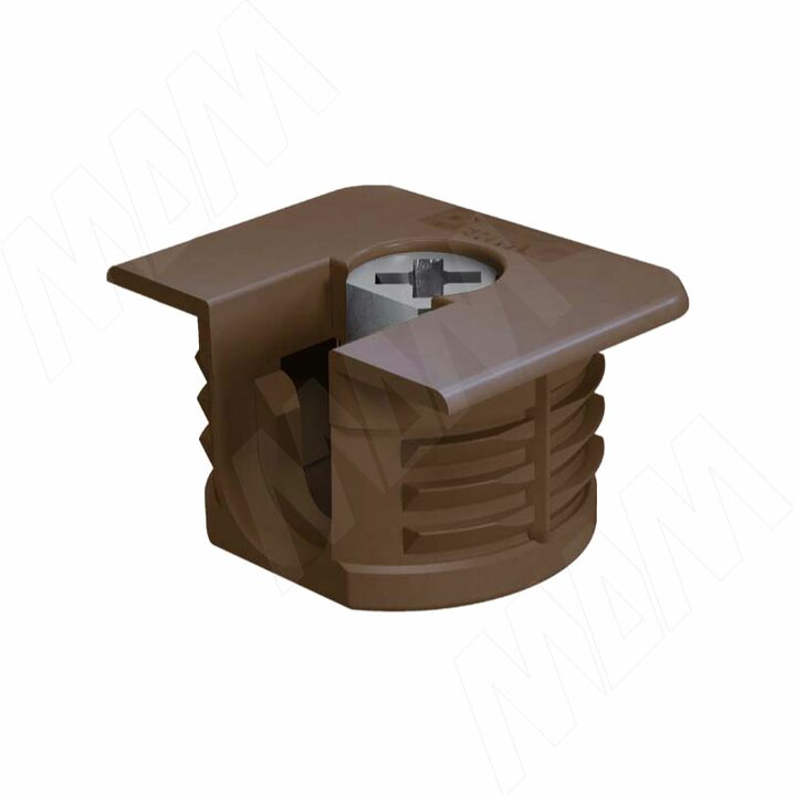 Эксцентрик усиленный в квадратном пластиковом корпусе 16 мм, с бортиком, коричневый