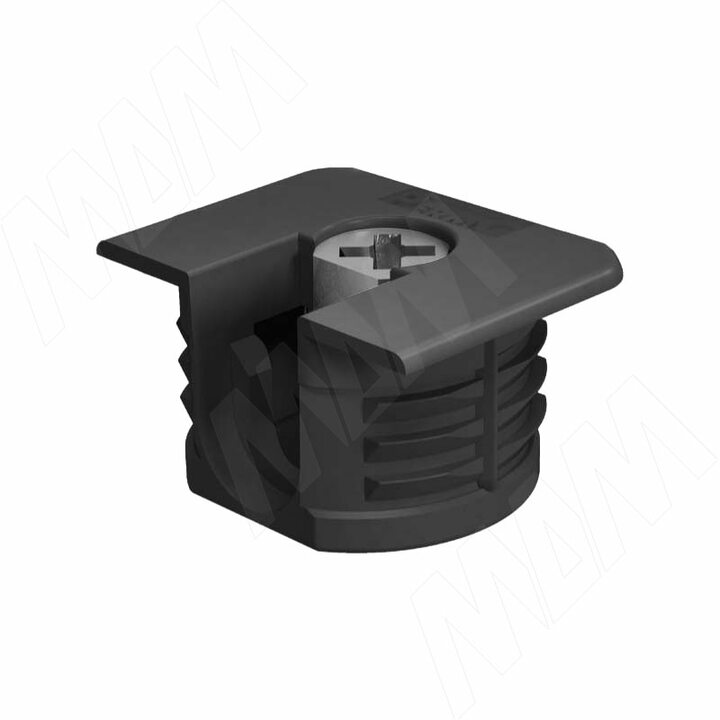 Эксцентрик усиленный в квадратном пластиковом корпусе 16 мм, с бортиком, черный