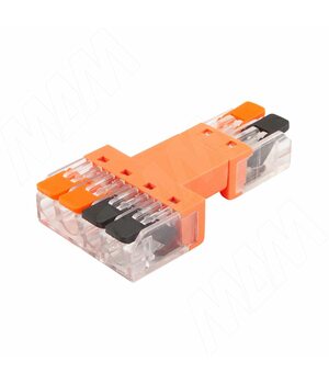 Клемма 221 с рычажком разъемная, соединение 2-4, разная полярность, для провода 0.5-4.0 кв.мм, ток 16А