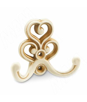 ROME Крючок двухрожковый cлоновая кость/золото винтаж