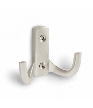 Крючок двухрожковый никель матовый