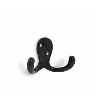 Крючок двухрожковый черный матовый