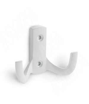 Крючок двухрожковый белый матовый