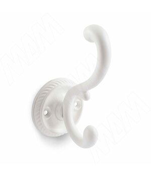 Крючок двухрожковый белый матовый