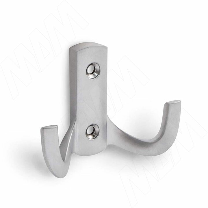 Крючок двухрожковый хром матовый