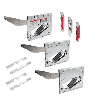 Kinvaro T-SLIM Soft-close, комплект поворотно-подъемных механизмов без заглушек для деревянных фасадов, коэффициент мощности 1500-3375