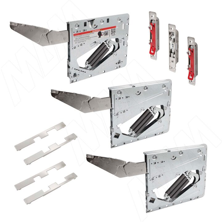Kinvaro T-SLIM Soft-close, комплект поворотно-подъемных механизмов без заглушек для деревянных фасадов, коэффициент мощности 1500-3375