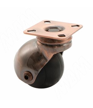 ORLANDO Опора колесная, прорезиненное колесо, D50 мм, без стопора, бронза