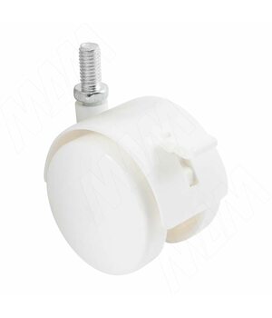 Опора двухколесная с винтом M10, D50 мм, со стопором, белая