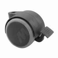 RINO Опора колесная, прорезиненное колесо, D50 мм, со стопором, серая