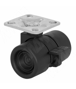 Опора двухколесная с площадкой, D38 мм, со стопором