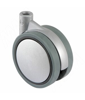 Опора двухколесная усиленная, D75 мм, без стопора, серая