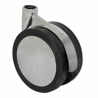 Опора двухколесная усиленная, D75 мм, без стопора, хром