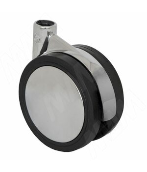 Опора двухколесная усиленная, D75 мм, без стопора, хром