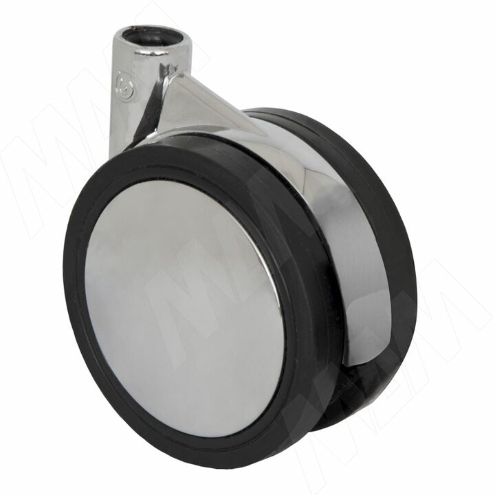 Опора двухколесная усиленная, D75 мм, без стопора, хром