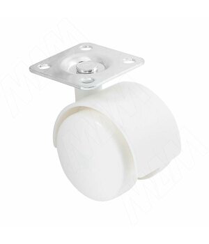 Опора двухколесная с площадкой, D40 мм, без стопора, белая