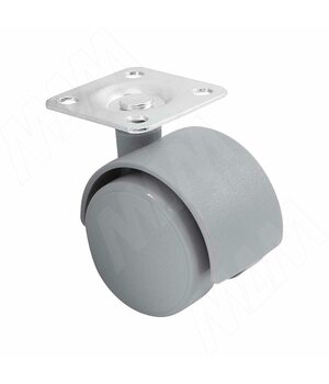 Опора двухколесная с площадкой, D40 мм, без стопора, серая