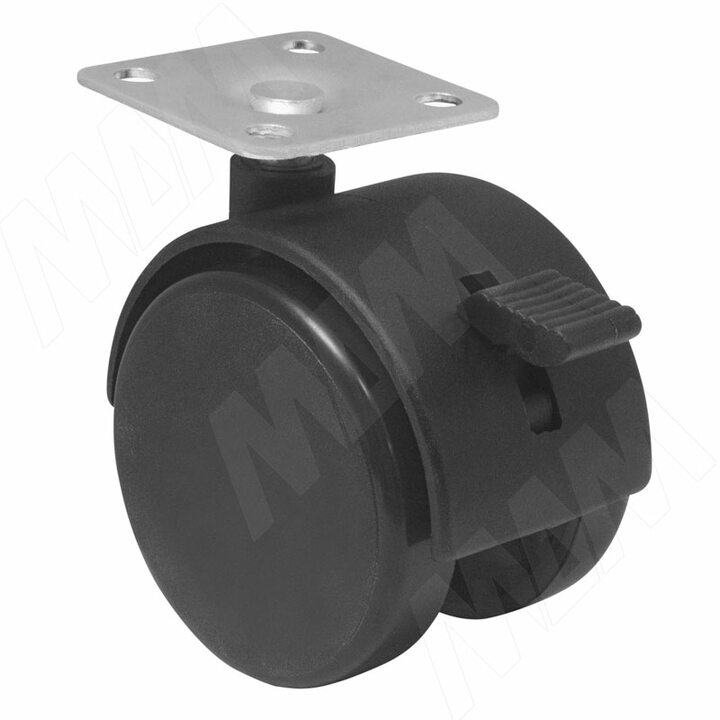 Опора двухколесная с площадкой, D50 мм, со стопором