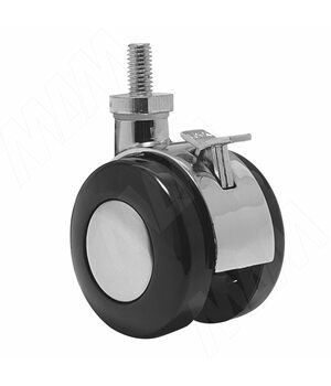 Опора двухколесная с винтом M10, D50 мм, со стопором