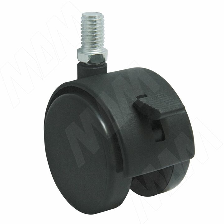 Опора двухколесная с винтом M10, D50 мм, со стопором