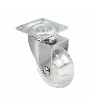 Опора колесная, D50 мм, без стопора, с площадкой, прозрачное колесо