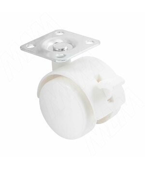 Опора двухколесная с площадкой, D40 мм, со стопором, белая