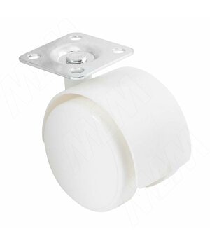 Опора двухколесная с площадкой, D50 мм, без стопора, белая