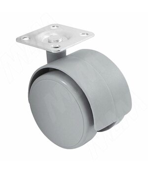 Опора двухколесная с площадкой, D50 мм, без стопора, серая