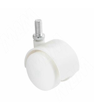 Опора двухколесная с винтом M8, D40 мм, без стопора, белая