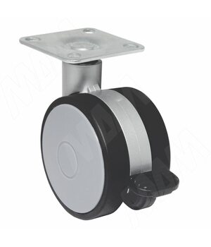 Опора двухколесная с площадкой, D60 мм, со стопором