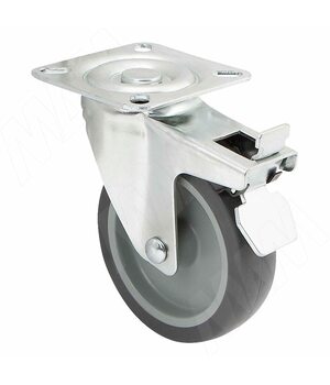 Опора колесная, D75 мм, со стопором, с площадкой