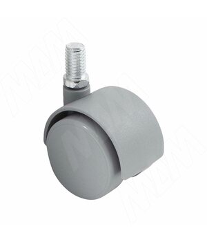 Опора двухколесная с винтом M8, D40 мм, без стопора, серая