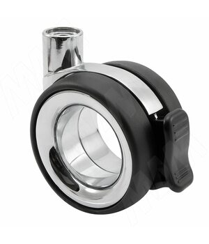 BISMARK Опора колесная, прорезиненное колесо, D75 мм, со стопором, хром