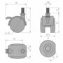 Опора двухколесная с винтом M8, D40 мм, со стопором, белая