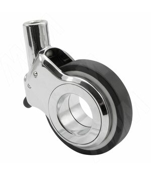 DALLAS Опора колесная, прорезиненное колесо, D60 мм, со стопором, хром