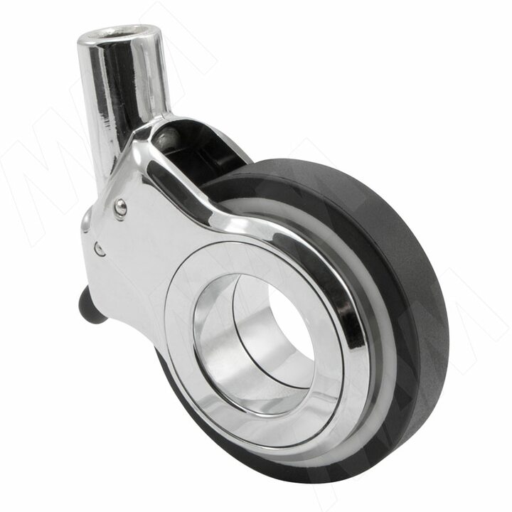 DALLAS Опора колесная, прорезиненное колесо, D60 мм, со стопором, хром