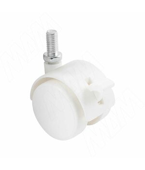 Опора двухколесная с винтом M8, D40 мм, со стопором, белая