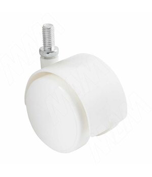 Опора двухколесная с винтом M10, D50 мм, без стопора, белая